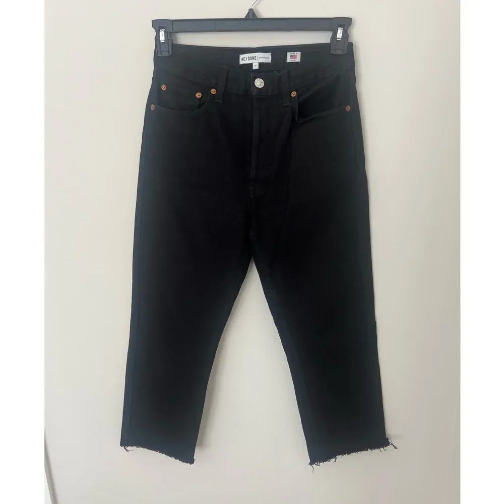 Re/Done Black‎ Raw Hem Straight Leg Jeans size 27
